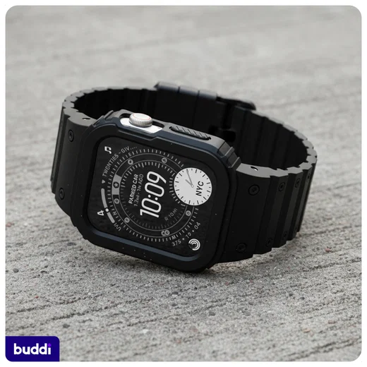 Buddi Forge - Apple Watch 49MM - Bandje & Hoesje Zwart afbeelding 8