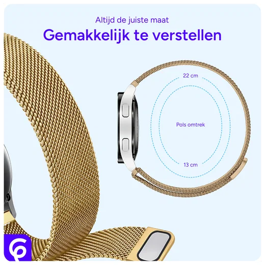 SBG Universeel Smartwatch / Horloge Bandje - Milanees - 20MM - Goud afbeelding 4