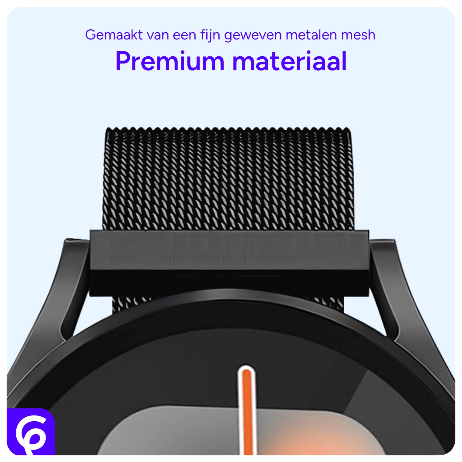 SBG Universeel Smartwatch / Horloge Bandje - Milanees - 22MM - Zwart afbeelding 3