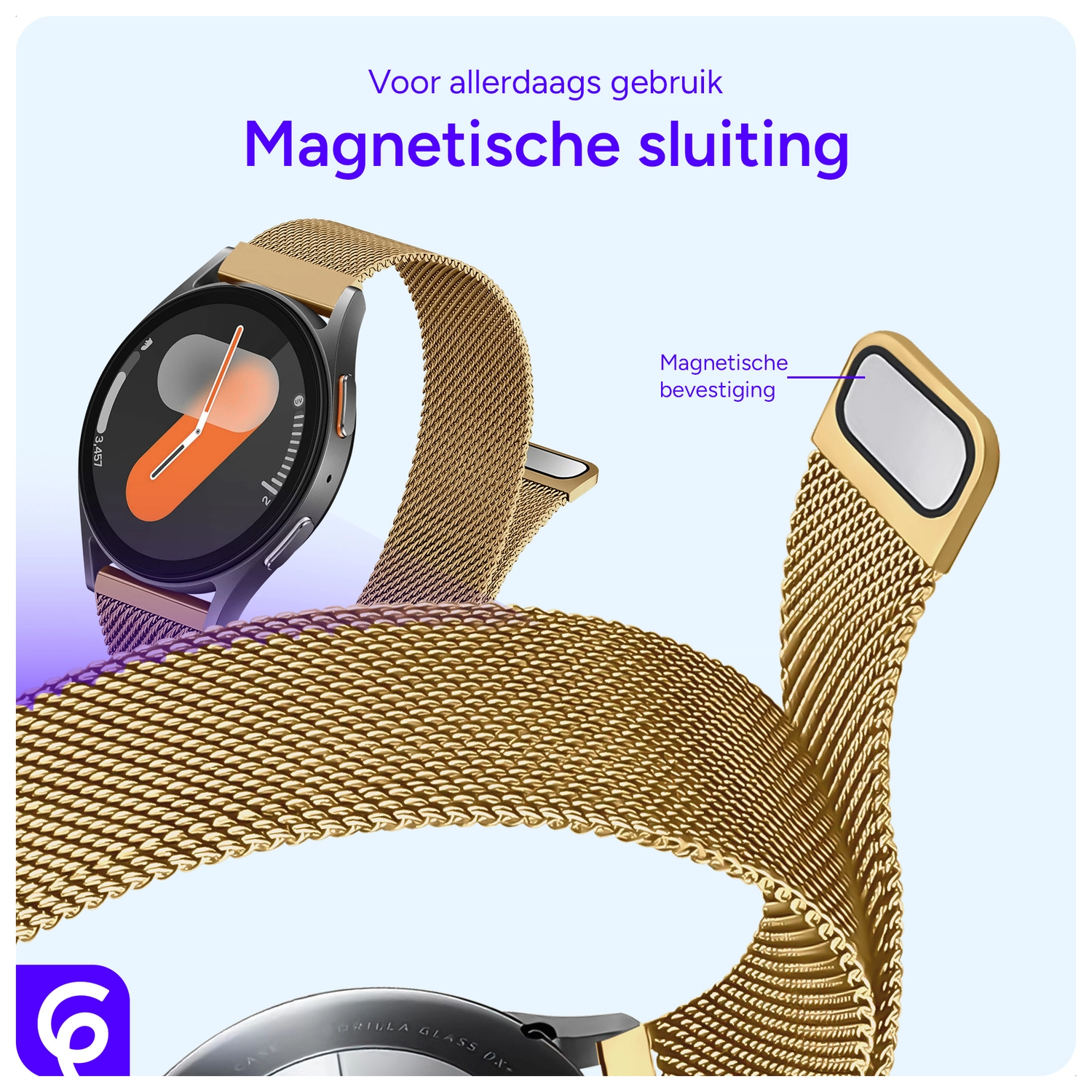 SBG Universeel Smartwatch / Horloge Bandje - Milanees - 22MM - Goud afbeelding 2