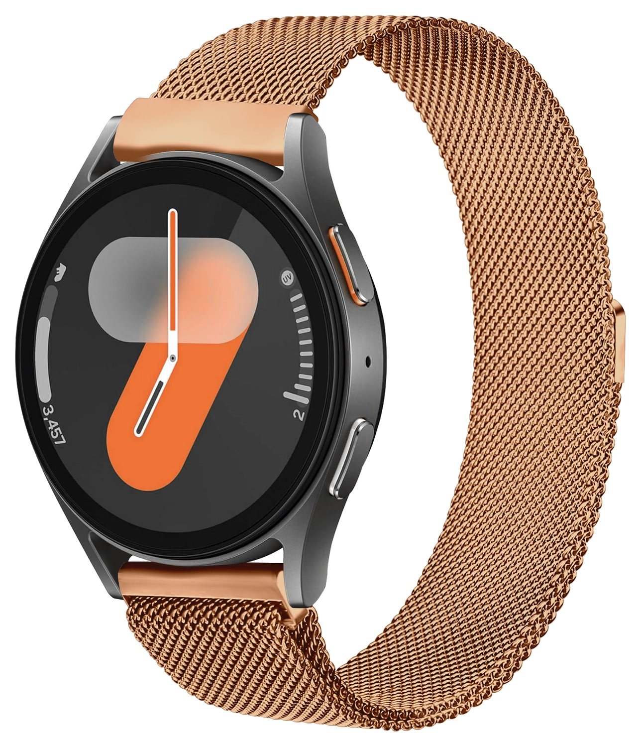 SBG Universeel Smartwatch / Horloge Bandje - Milanees - 22MM - Roze Goud afbeelding 1