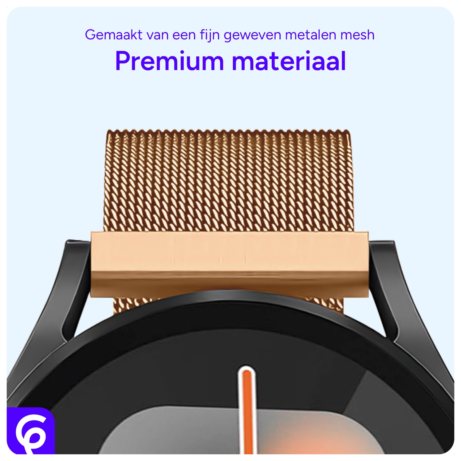 SBG Universeel Smartwatch / Horloge Bandje - Milanees - 22MM - Roze Goud afbeelding 3