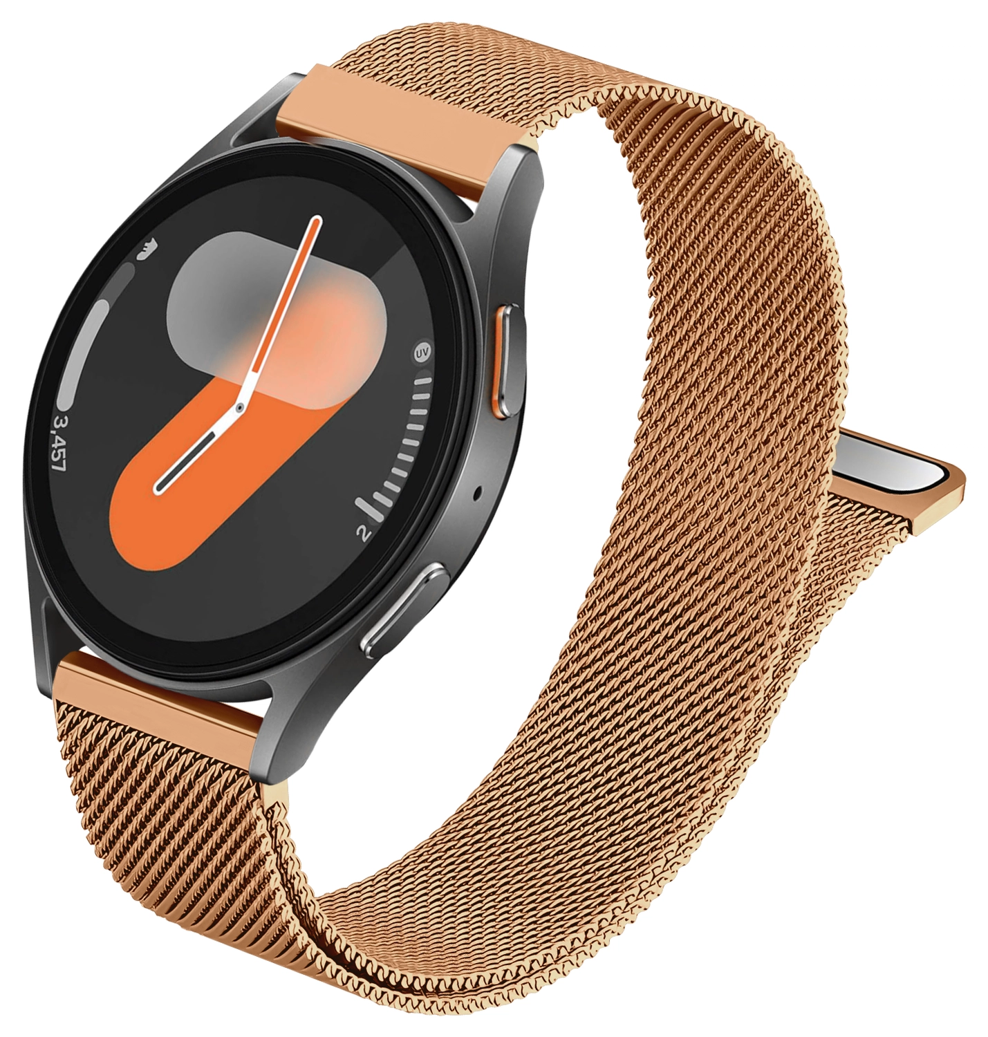 SBG Universeel Smartwatch / Horloge Bandje - Milanees - 22MM - Roze Goud afbeelding 8