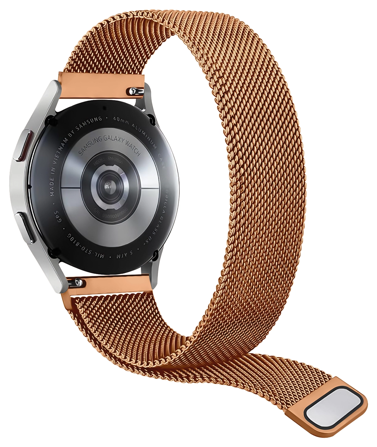SBG Universeel Smartwatch / Horloge Bandje - Milanees - 22MM - Roze Goud afbeelding 9