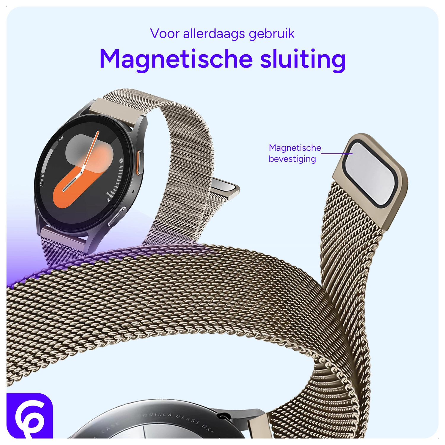 SBG Universeel Smartwatch / Horloge Bandje - Milanees - 22MM - Sterrenlicht afbeelding 2