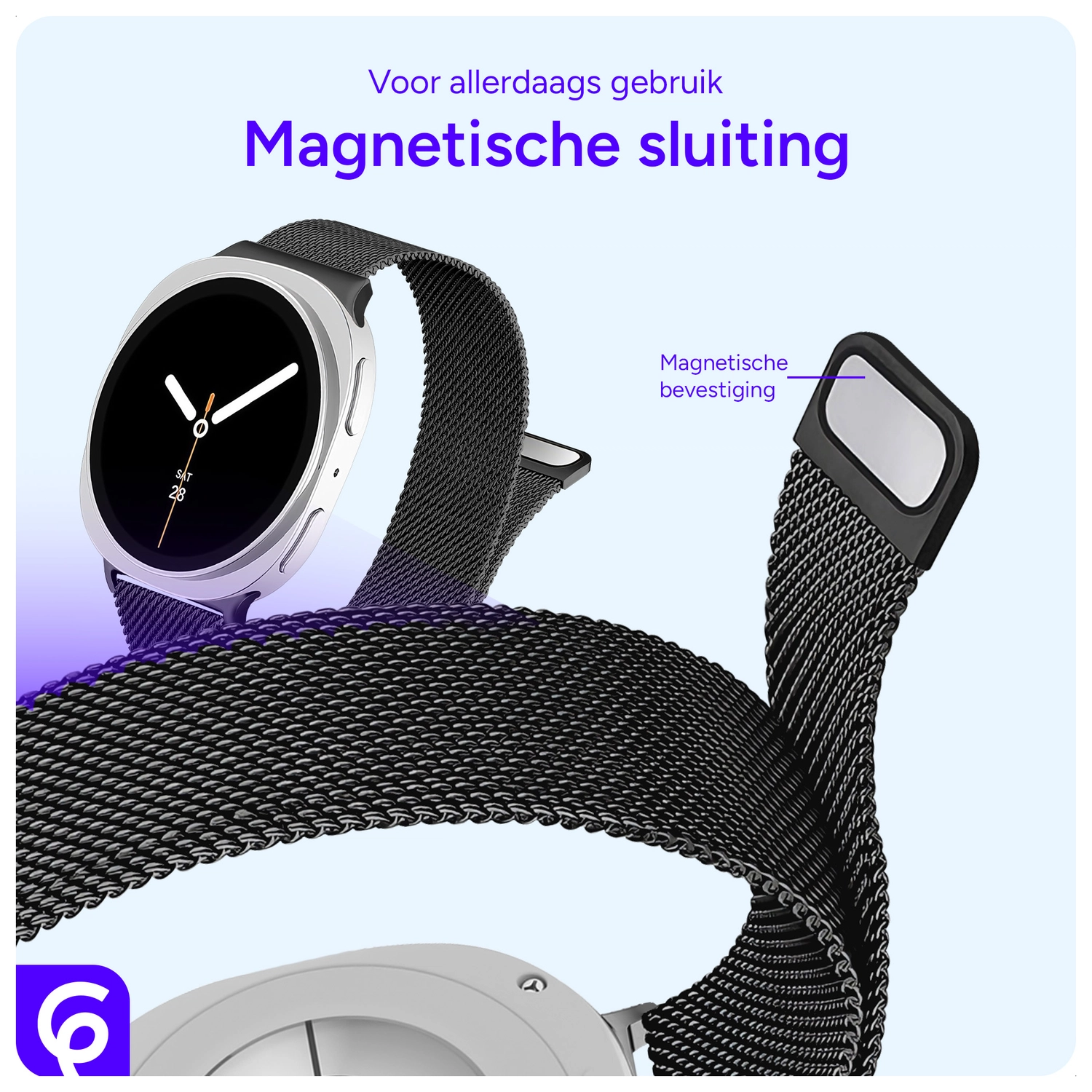 SBG Milanees - Samsung Galaxy Watch 8 Bandje - Zwart afbeelding 2