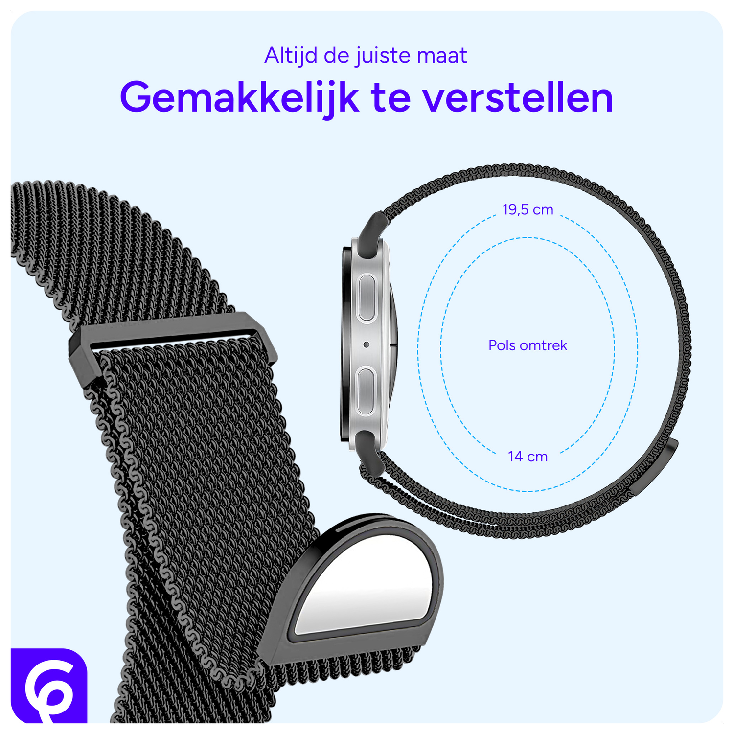 SBG Milanees - Samsung Galaxy Watch 8 Bandje - Zwart afbeelding 3