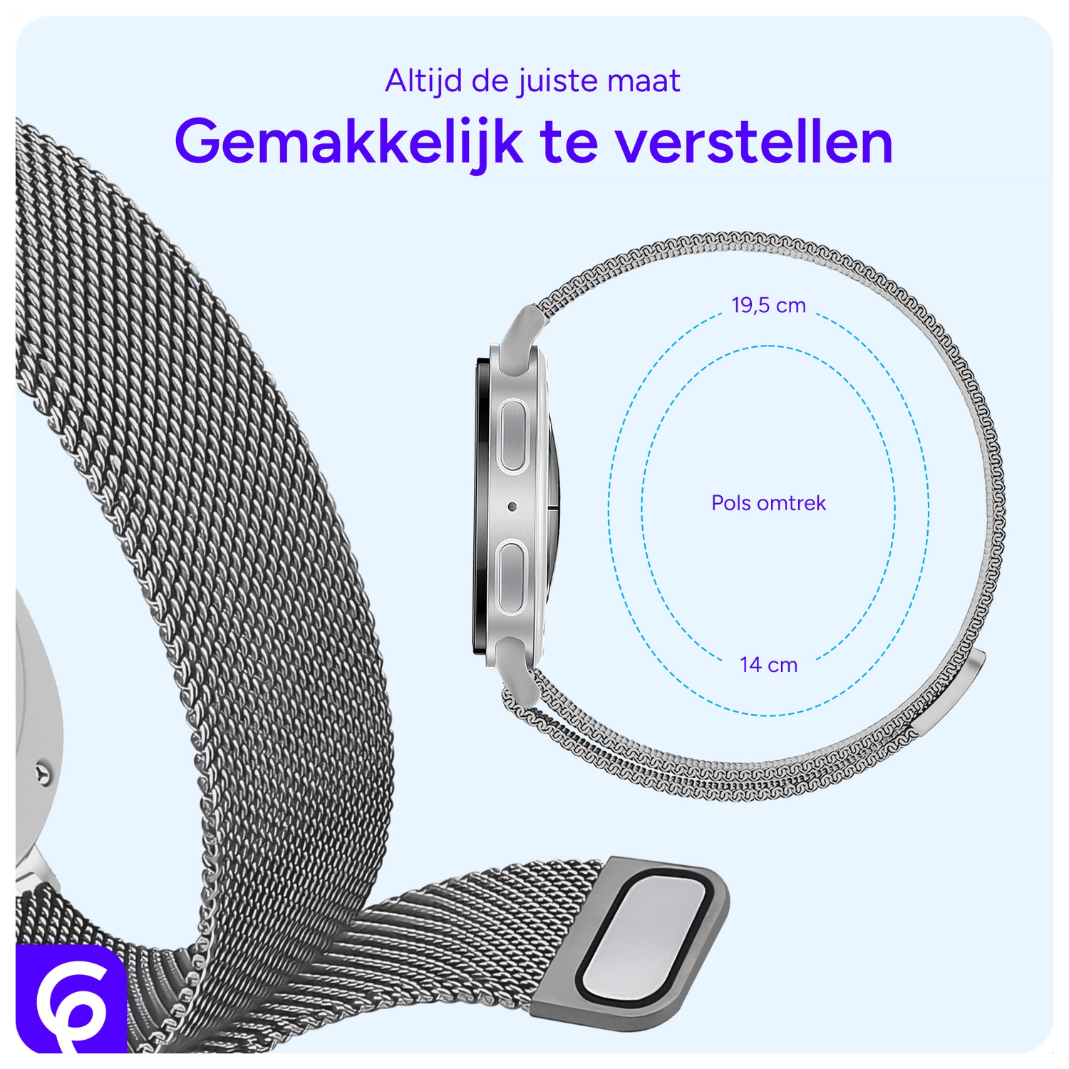 SBG Milanees - Samsung Galaxy Watch 9 / 8 Bandje - Zilver afbeelding 3