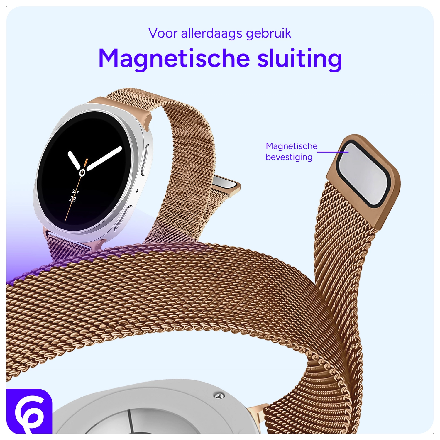 SBG Milanees - Samsung Galaxy Watch 8 Bandje - Roze Goud afbeelding 2