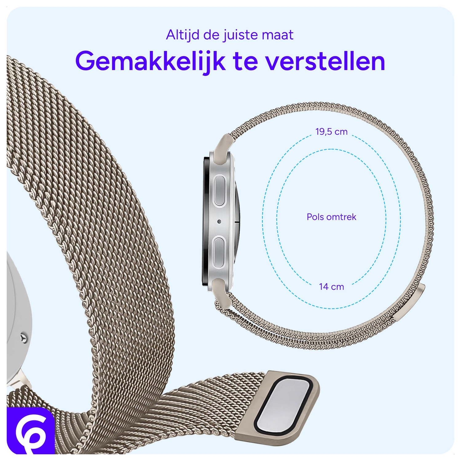 SBG Milanees - Samsung Galaxy Watch 9 / 8 Bandje - Sterrenlicht afbeelding 2