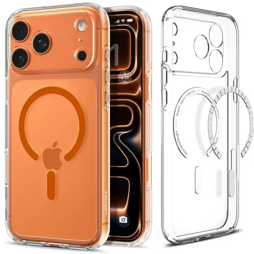 Spigen Ultra Hybrid MagFit Apple iPhone 17 Pro Hoesje MagSafe Transparant Oranje afbeelding 1