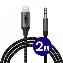 Buddi Flex Lightning naar 3.5mm Jack Aux Kabel 2M Zwart afbeelding