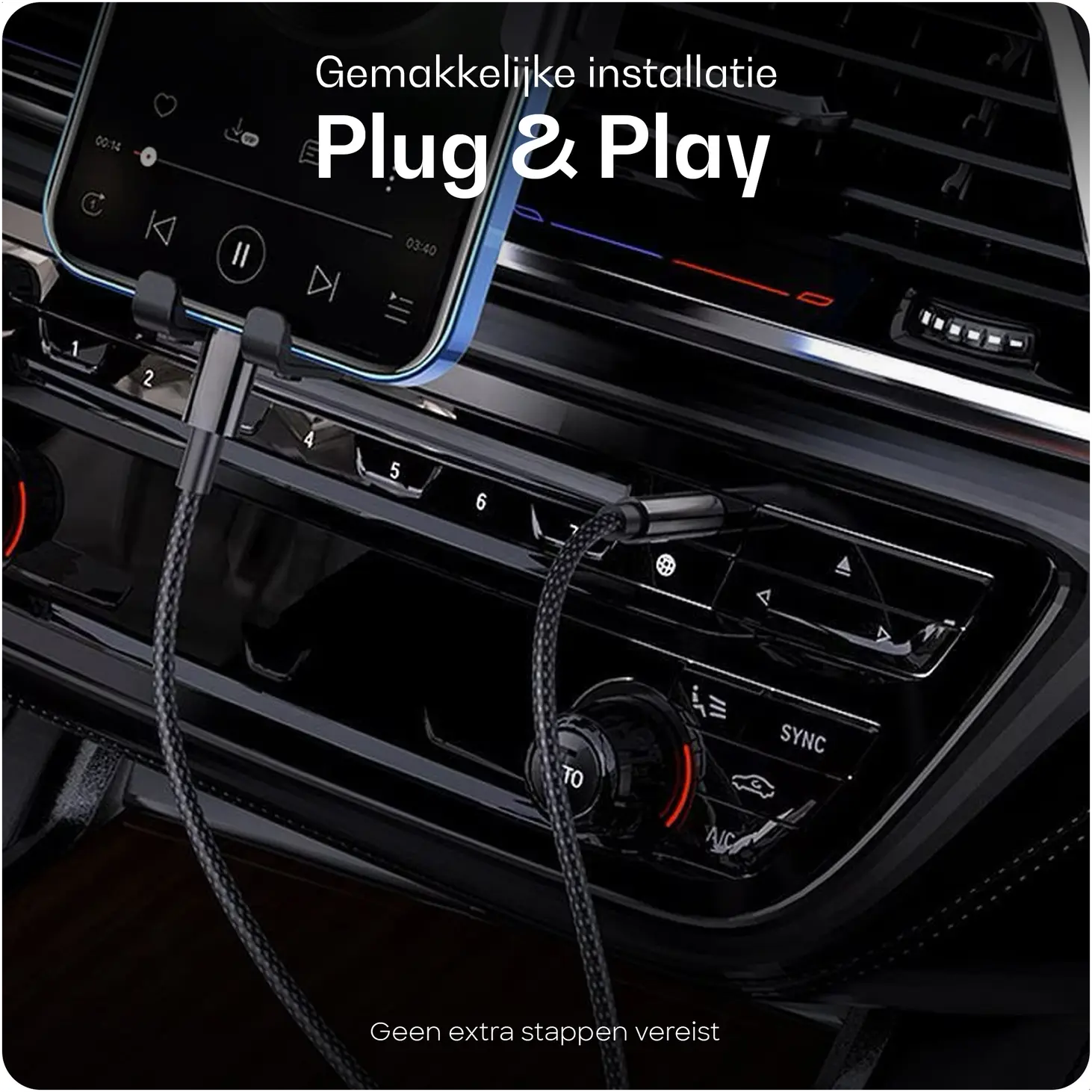 Buddi Flex Lightning naar 3.5mm Jack Aux Kabel 2M Zwart afbeelding 4