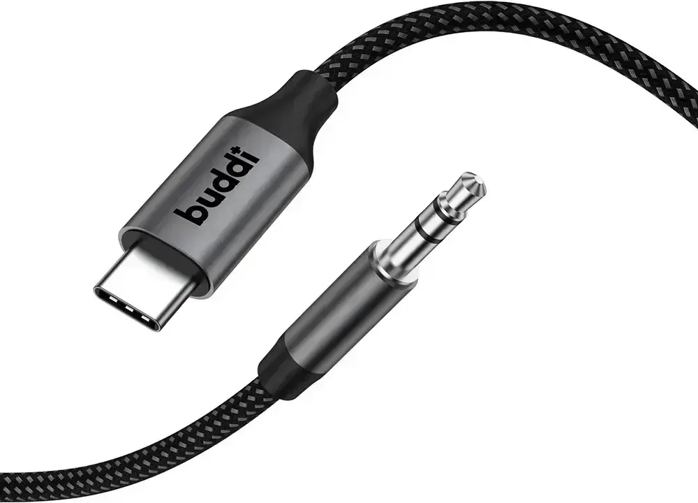 Buddi Flex USB-C naar 3.5mm Jack AUX DAC Audiokabel 2M Zwart afbeelding 10