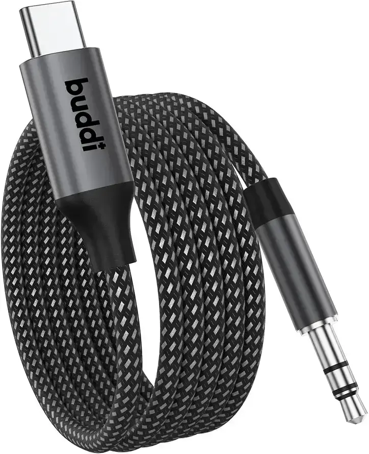 Buddi Flex USB-C naar 3.5mm Jack AUX DAC Audiokabel 2M Zwart afbeelding 15