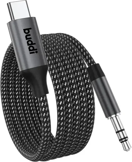 Buddi Flex USB-C naar 3.5mm Jack AUX DAC Audiokabel 2M Zwart afbeelding 15
