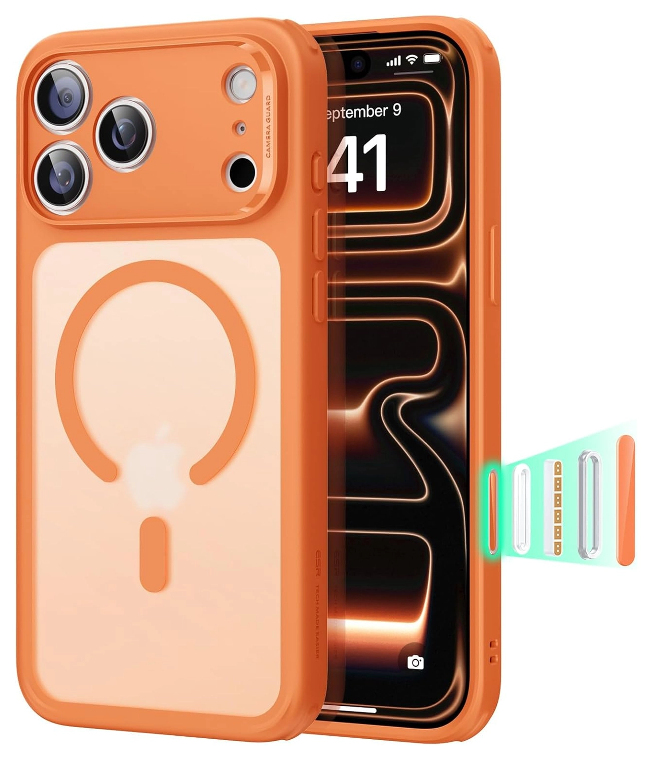 ESR Classic Hybrid iPhone 17 Pro Max Hoesje MagSafe Back Cover Oranje afbeelding 1