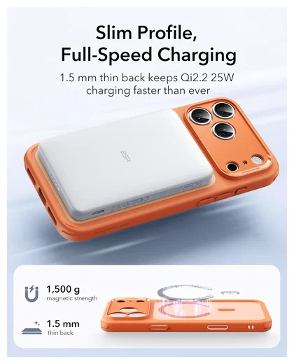 ESR Classic Hybrid iPhone 17 Pro Hoesje MagSafe Back Cover Oranje afbeelding 6