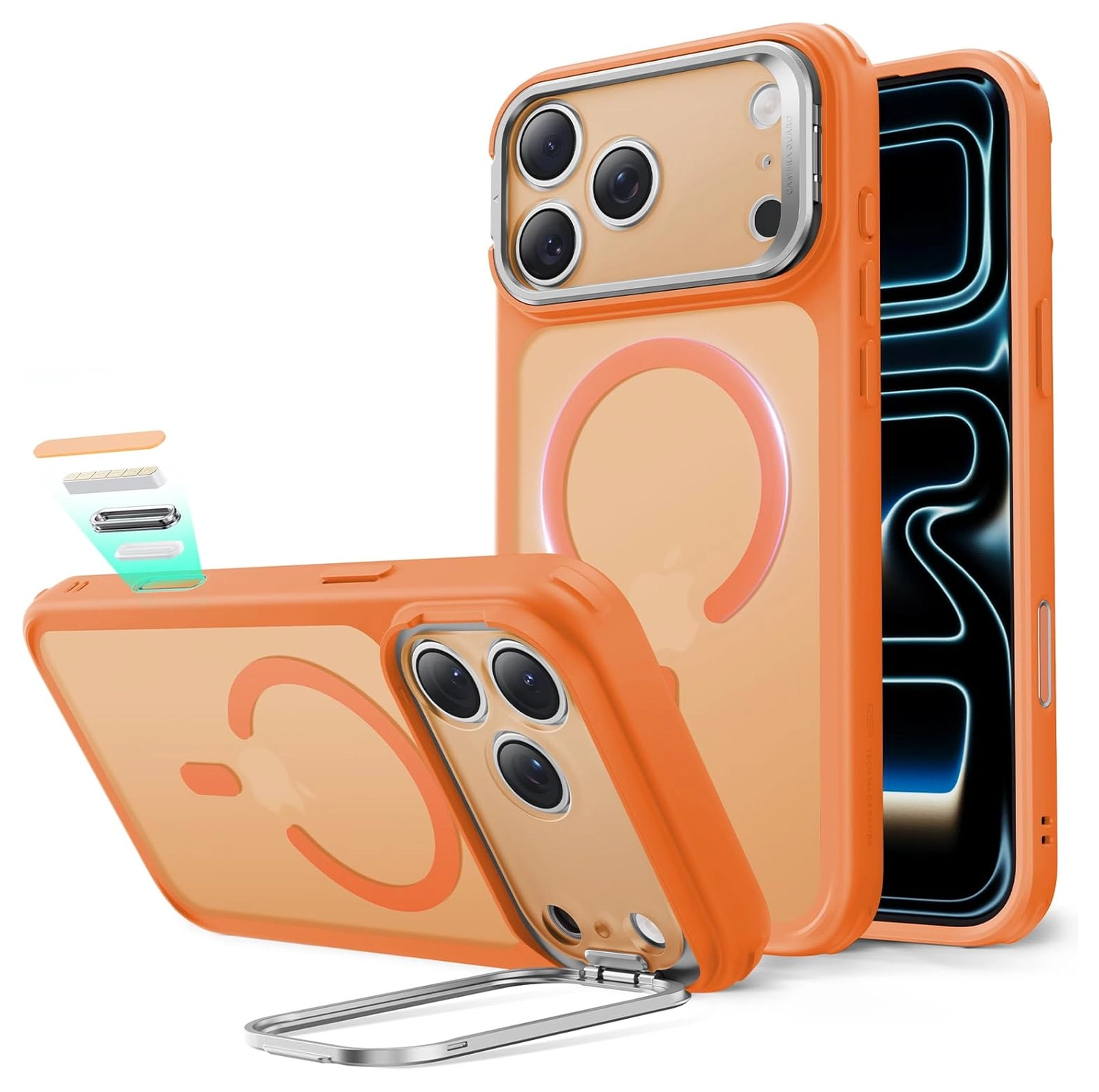 ESR Classic Hybrid MagSafe iPhone 17 Pro Hoesje Stand Oranje afbeelding 1
