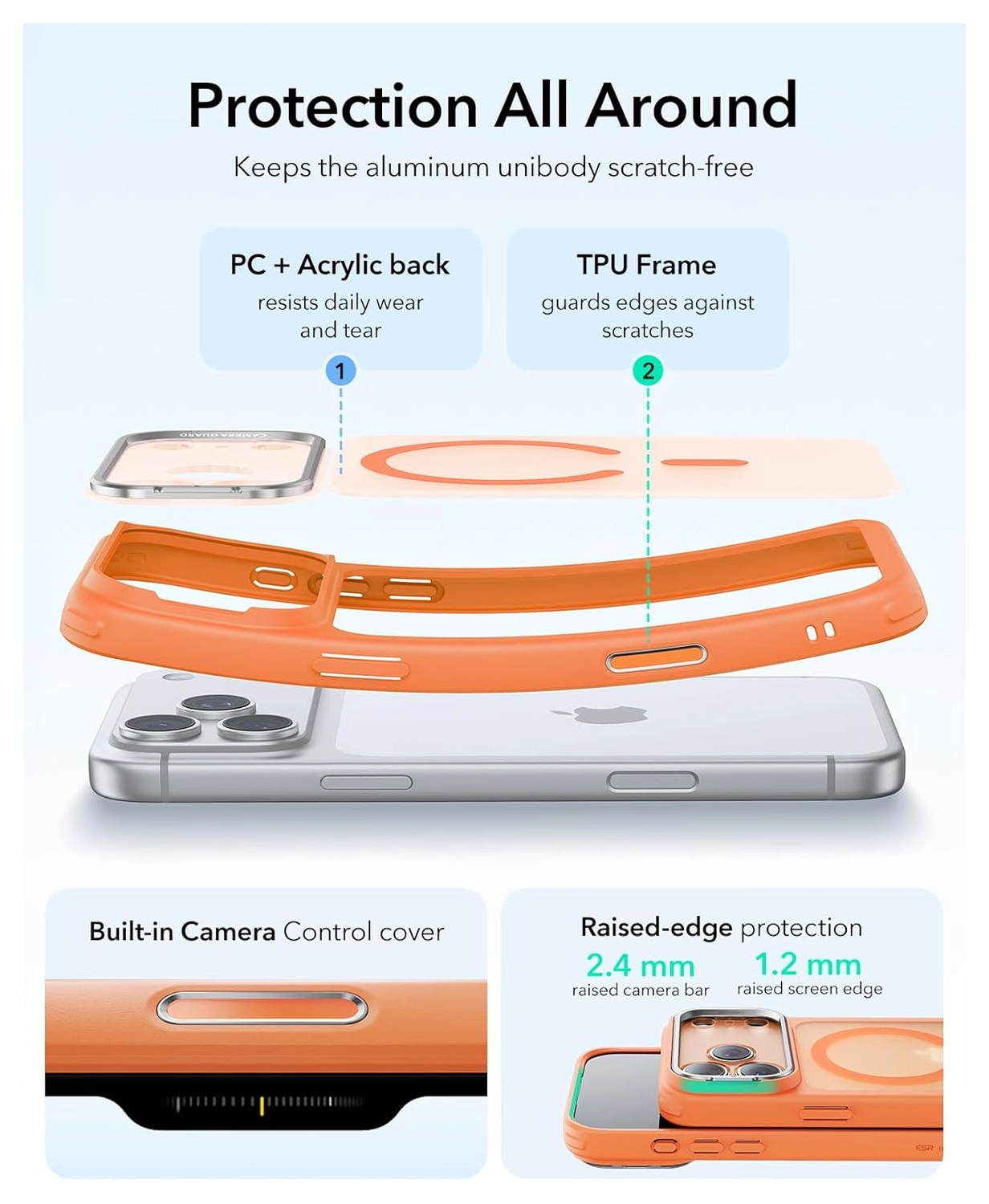 ESR Classic Hybrid MagSafe iPhone 17 Pro Hoesje Stand Oranje afbeelding 4