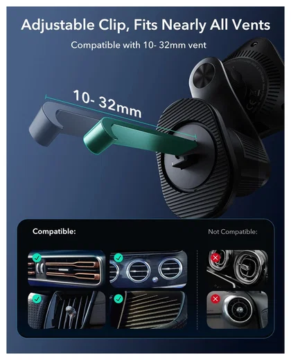 ESR OmniLock 25W MagSafe / Qi2 Telefoonhouder Ventilatierooster CryoBoost Zwart afbeelding 7