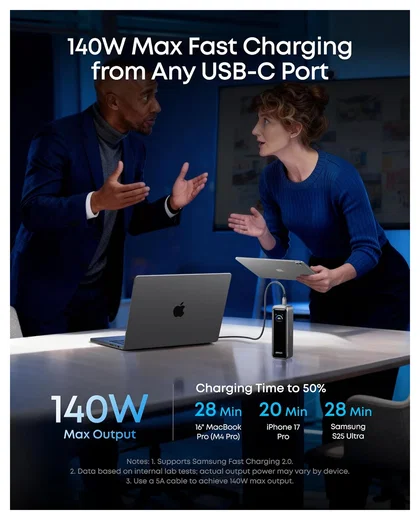 Anker Prime (220W) 20.000 mAh Powerbank Laptop/MacBook Snellader Zilver afbeelding 5