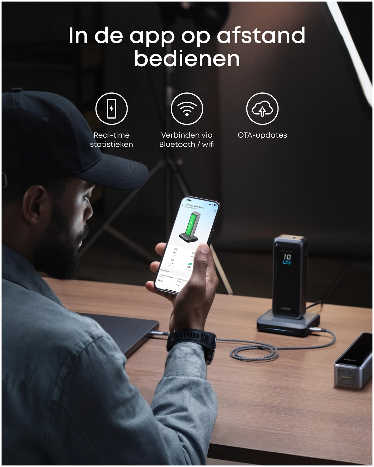 Anker Prime Oplaad Station 150W met Bluetooth en Wifi Zwart afbeelding 5