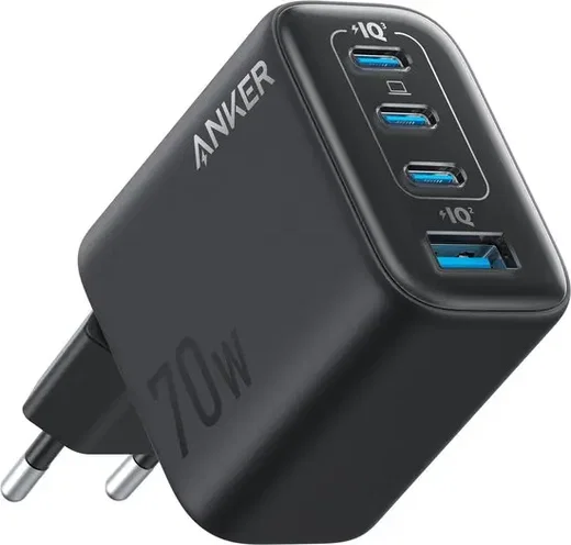 Anker Zolo (70W) GaN Snellader 3x USB-C / 1x USB-A  Fast Charge Adapter Zwart afbeelding 1