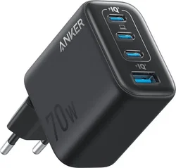 Anker Zolo (70W) GaN Snellader 3x USB-C / 1x USB-A  Fast Charge Adapter Zwart afbeelding