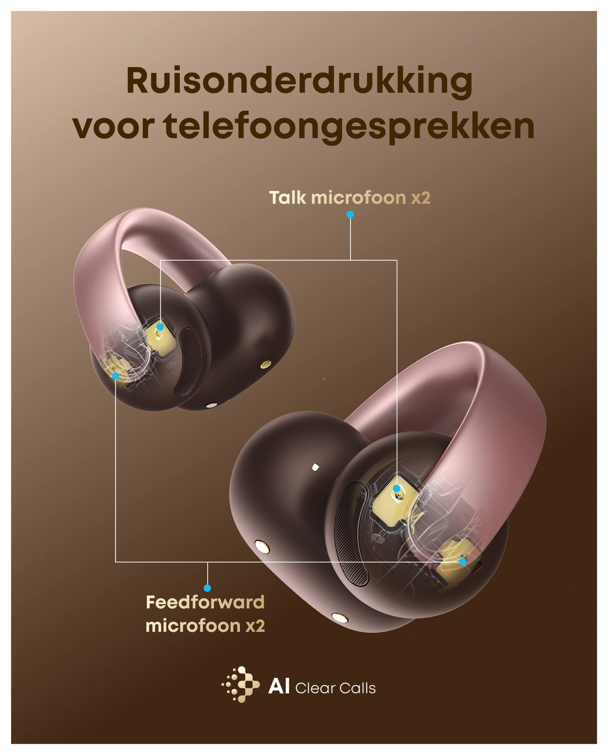 Anker Soundcore Aeroclip Open-Ear Oordopjes True Wireless Bluetooth Roze afbeelding 3
