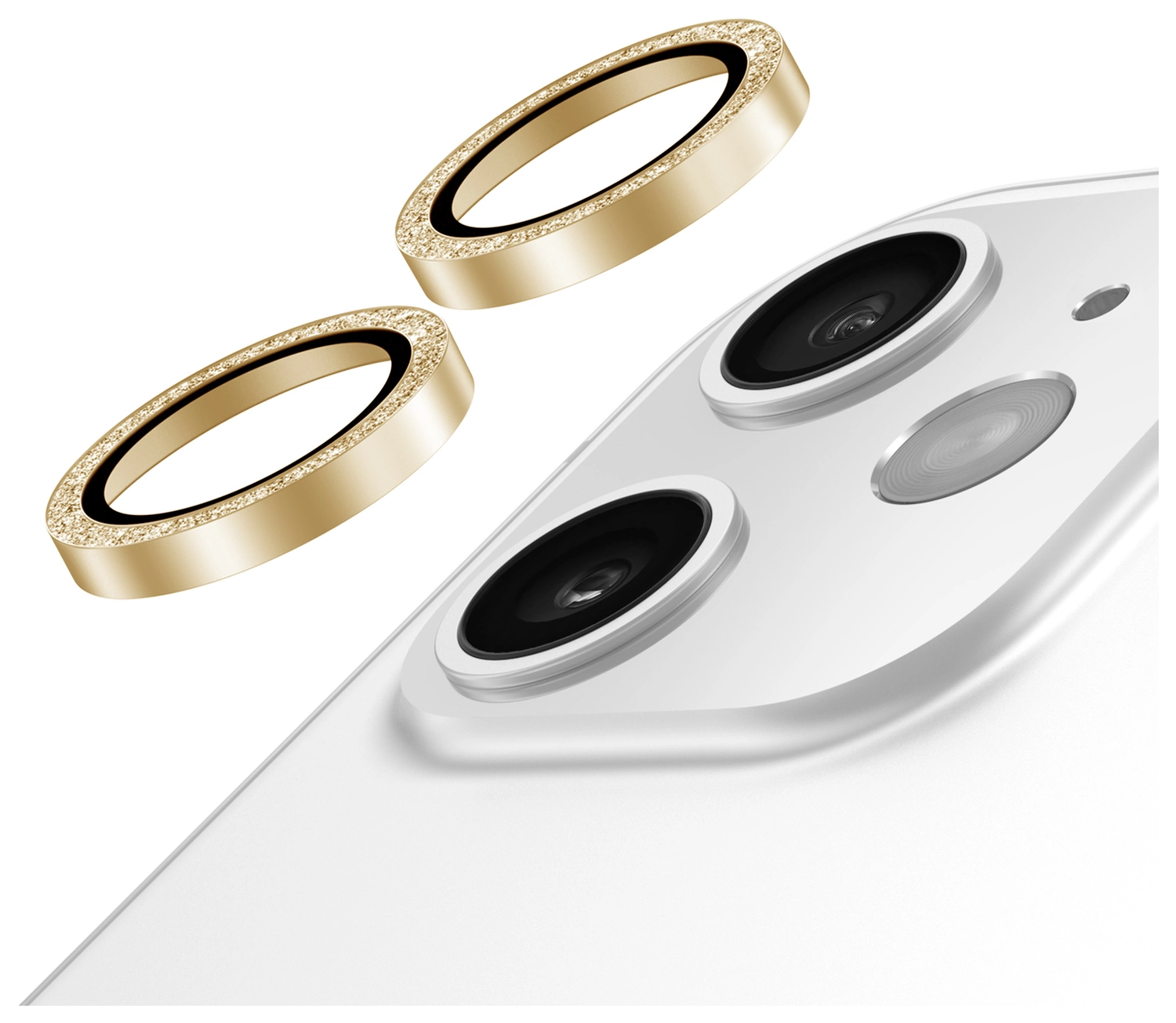AVY Apple iPhone 12 / 12 Mini / 11 Camera Lens Protector Rings Glitter Goud afbeelding 1