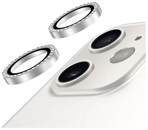 AVY Apple iPhone 12 / 12 Mini / 11 Camera Lens Protector Rings Diamant Zilver afbeelding 1