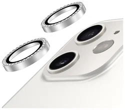 AVY Apple iPhone 12 / 12 Mini / 11 Camera Lens Protector Rings Diamant Zilver afbeelding