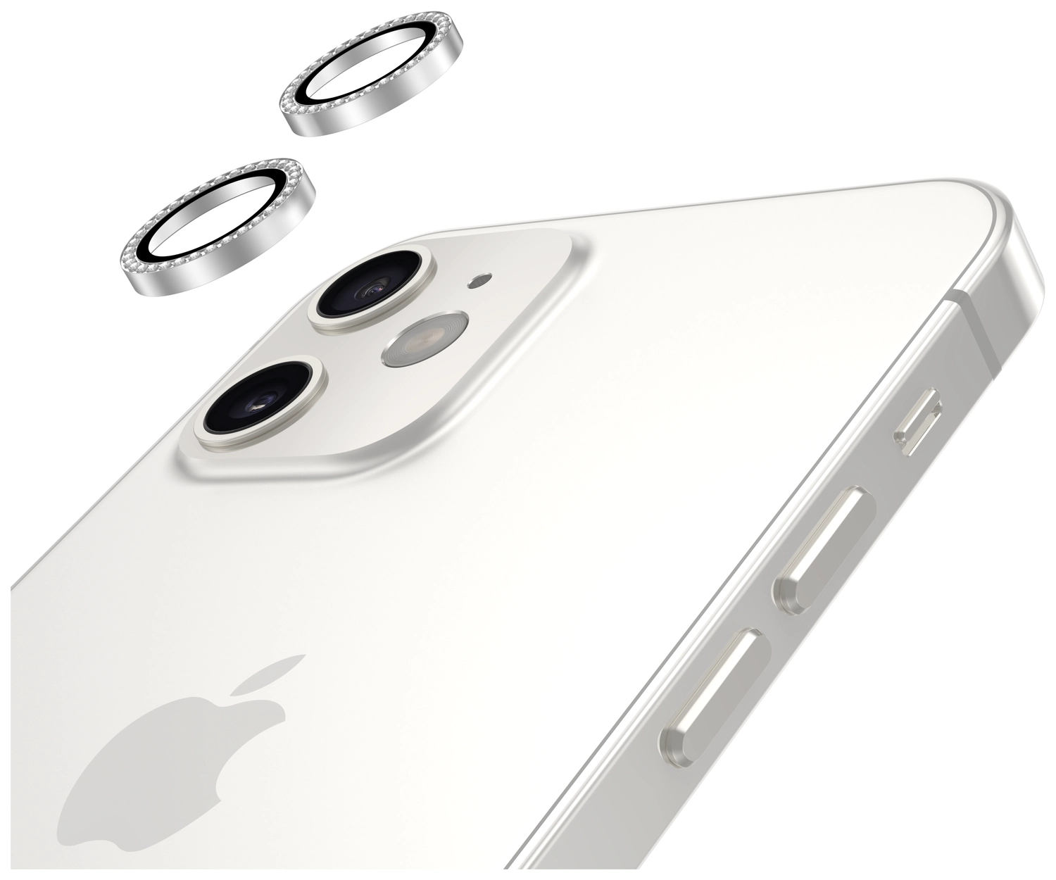 AVY Apple iPhone 12 / 12 Mini / 11 Camera Lens Protector Rings Diamant Zilver afbeelding 9