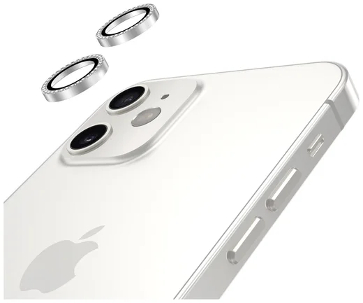 AVY Apple iPhone 12 / 12 Mini / 11 Camera Lens Protector Rings Diamant Zilver afbeelding 9