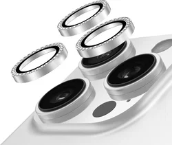 AVY iPhone 12 Pro / 11 Pro / 11 Pro Max Camera Protector Rings Diamant Zilver afbeelding