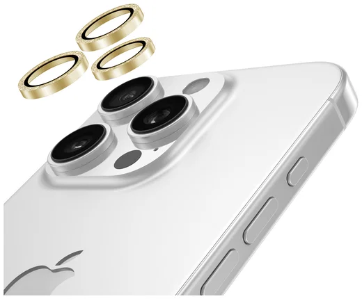 AVY Apple iPhone 13 Pro / 13 Pro Max Camera Lens Protector Rings Glitter Goud afbeelding 9