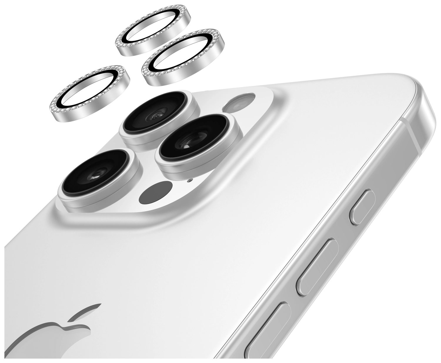 AVY Apple iPhone 12 Pro Max Camera Lens Protector Rings Diamant Zilver afbeelding 9