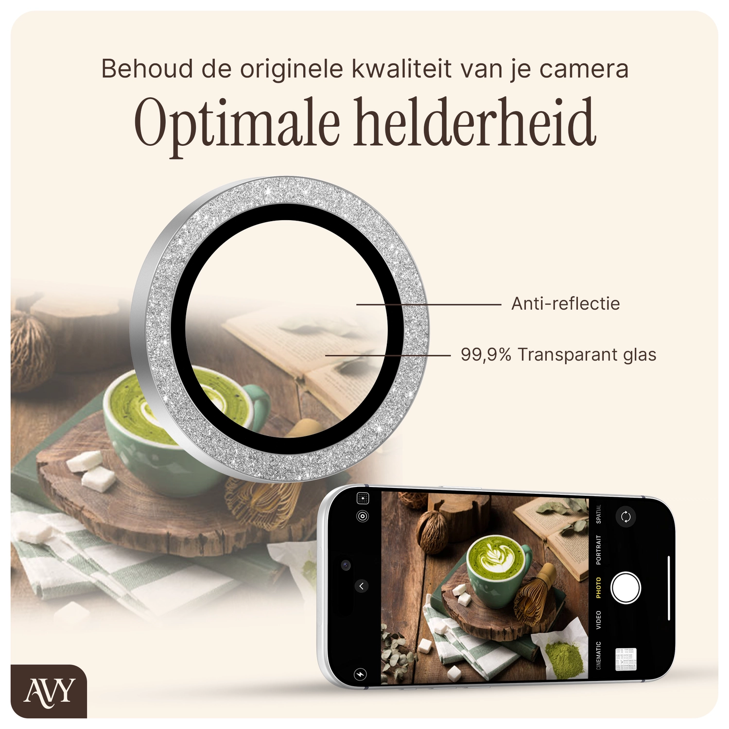 AVY Apple iPhone 12 Pro Max Camera Lens Protector Rings Diamant Zilver afbeelding 7