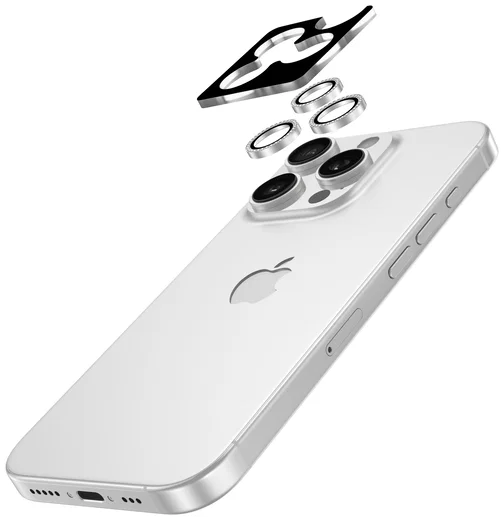 AVY Apple iPhone 12 Pro Max Camera Lens Protector Rings Diamant Zilver afbeelding 2