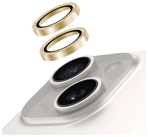 AVY Apple iPhone 14 / 14 Plus Camera Lens Protector Rings Glitter Goud afbeelding 1