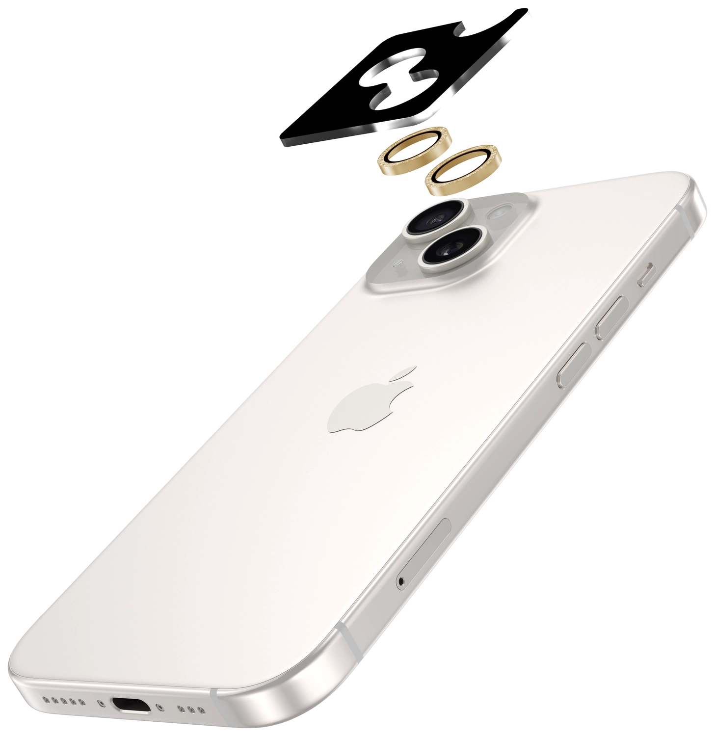 AVY Apple iPhone 14 / 14 Plus Camera Lens Protector Rings Glitter Goud afbeelding 2