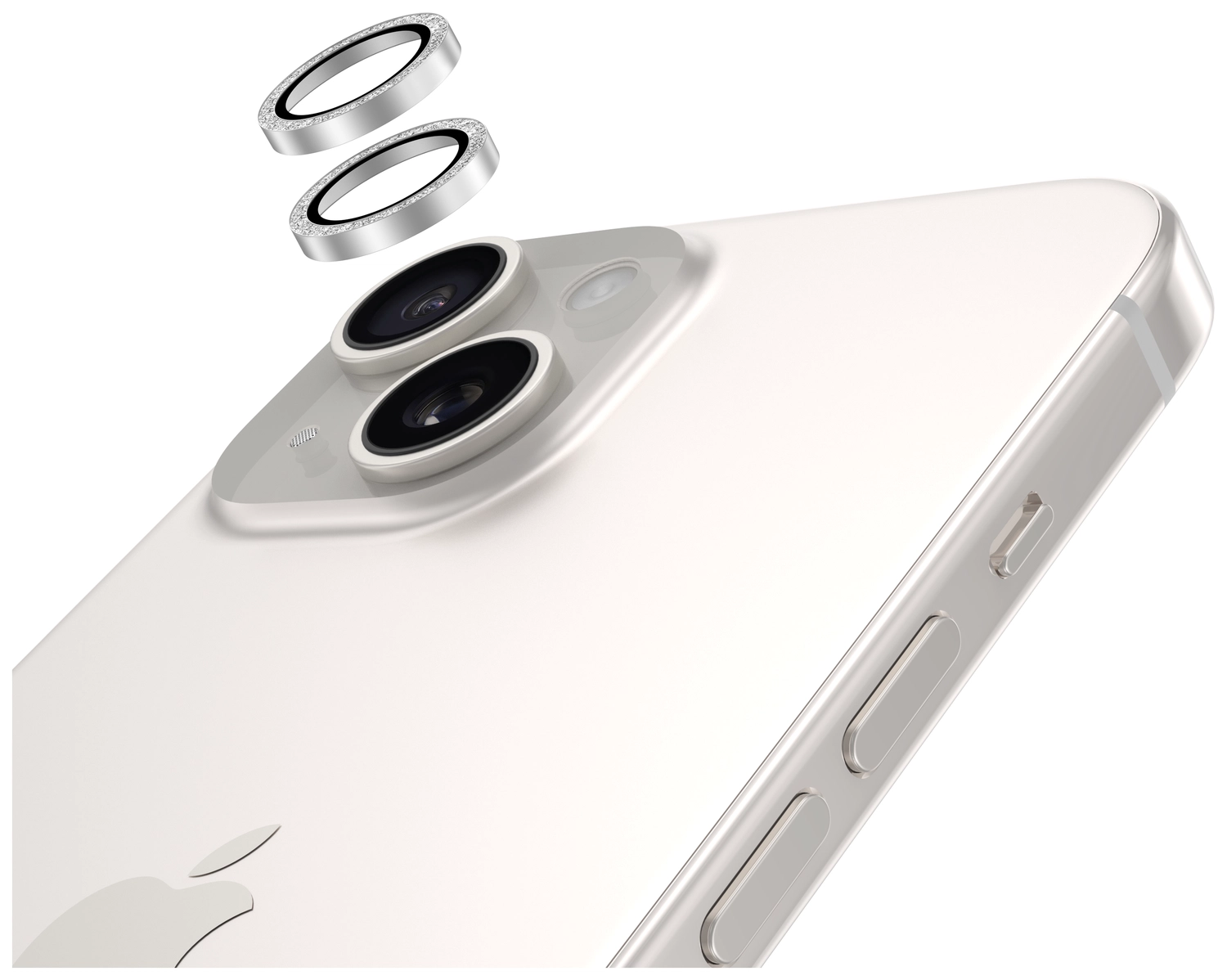 AVY Apple iPhone 14 / 14 Plus Camera Lens Protector Rings Glitter Zilver afbeelding 9