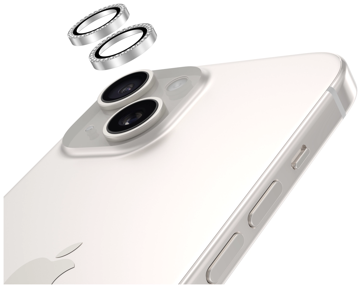 AVY Apple iPhone 14 / 14 Plus Camera Lens Protector Rings Diamant Zilver afbeelding 9