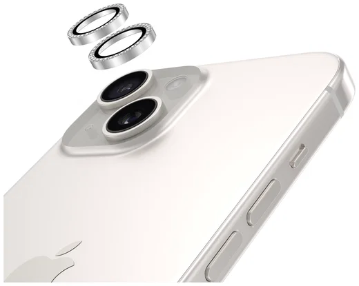 AVY Apple iPhone 14 / 14 Plus Camera Lens Protector Rings Diamant Zilver afbeelding 9