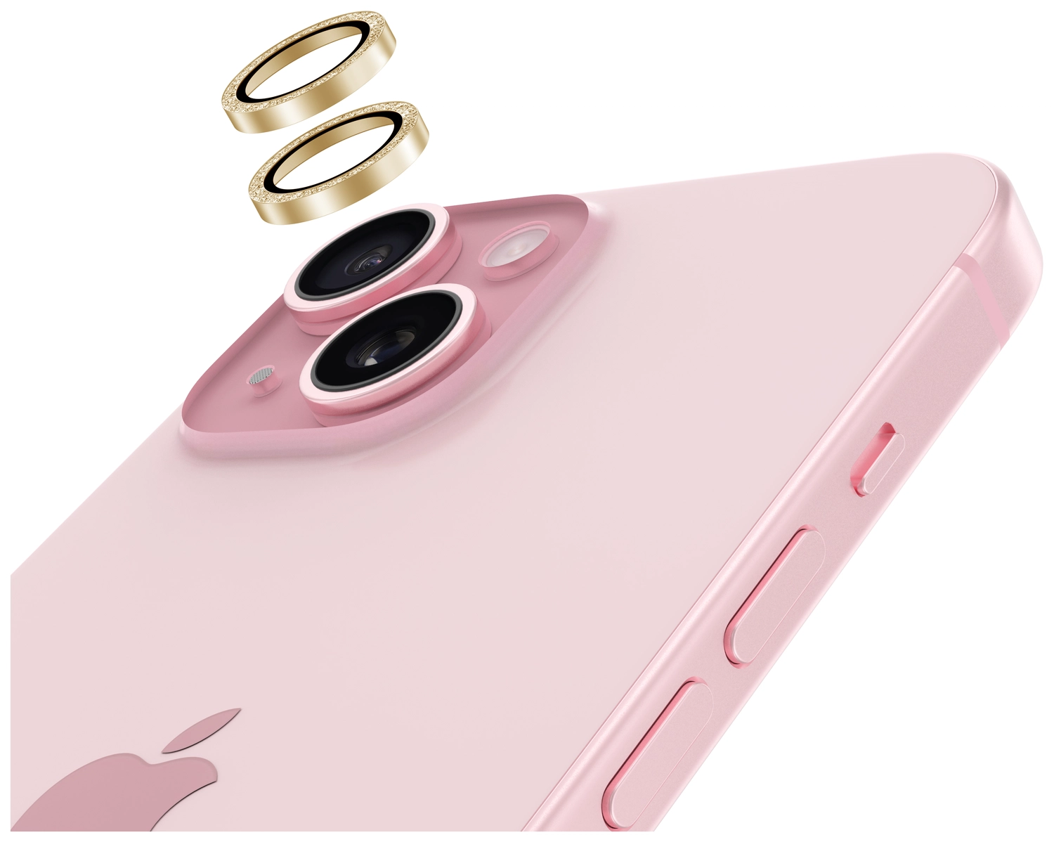 AVY Apple iPhone 15 / 15 Plus Camera Lens Protector Rings Glitter Goud afbeelding 9