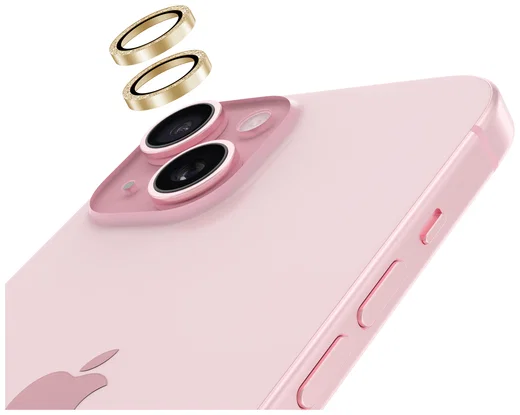 AVY Apple iPhone 15 / 15 Plus Camera Lens Protector Rings Glitter Goud afbeelding 9