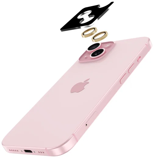 AVY Apple iPhone 15 / 15 Plus Camera Lens Protector Rings Glitter Goud afbeelding 2
