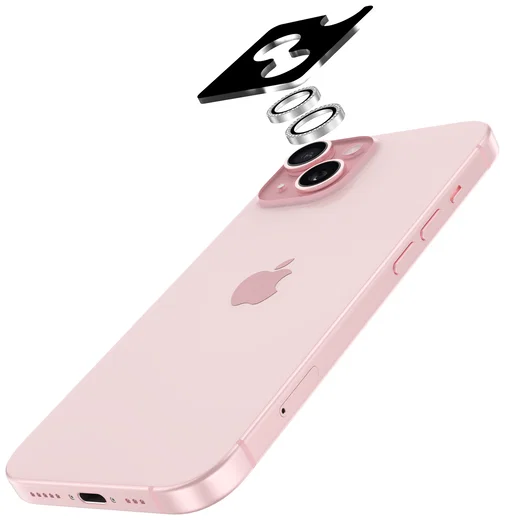 AVY Apple iPhone 15 / 15 Plus Camera Lens Protector Rings Diamant Zilver afbeelding 2