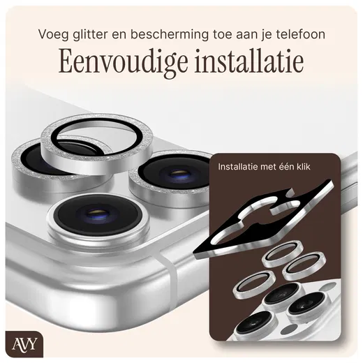 AVY Samsung Galaxy S25 Camera Lens Protector Rings Glitter Goud afbeelding 6